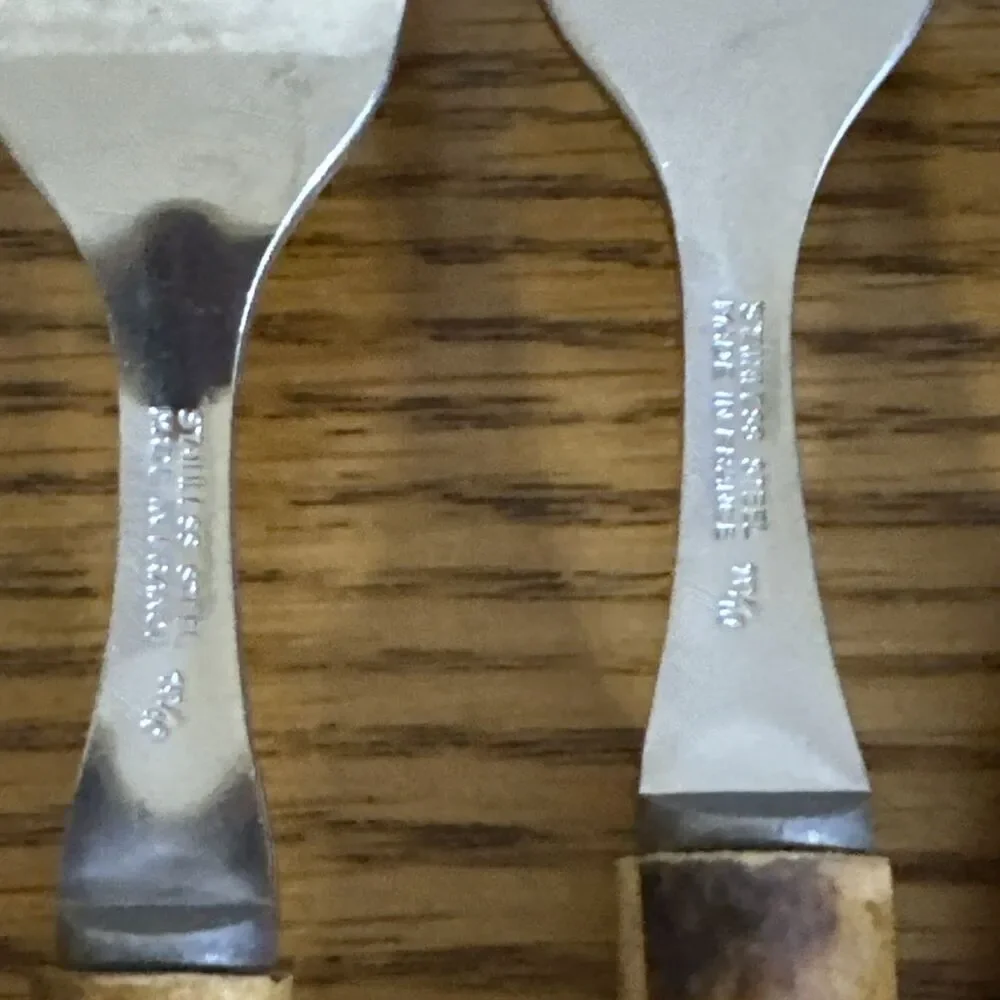 VTG Natural Bamboo Handle Flatware-Made in France Stainless Steel-12 Pieces